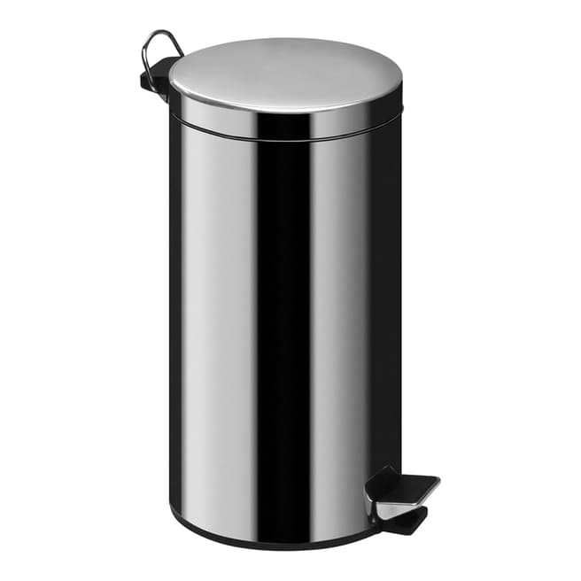 Premier Housewares 12L Pedal Bin with Inner Plastic Bucket, Mirror Polished Stainless Steel
