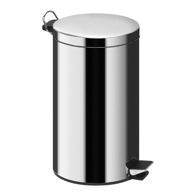Premier Housewares 20L Pedal Bin with Inner Plastic Bucket, Mirror Polished Stainless Steel