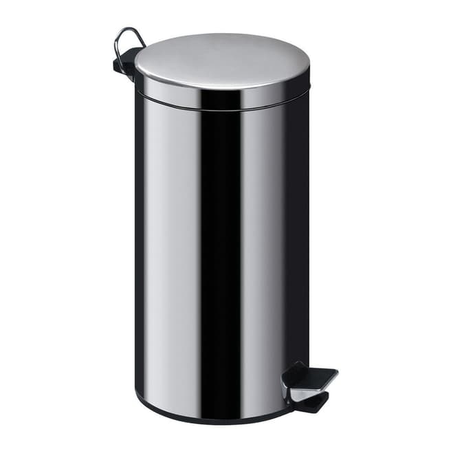 Premier Housewares 30L Pedal Bin with Inner Plastic Bucket, Mirror Polished Stainless Steel