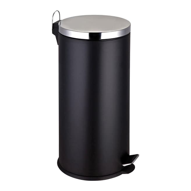 Premier Housewares 30L Pedal Bin with Inner Plastic Bucket, Matte Black
