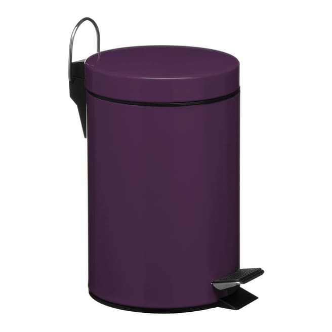 Premier Housewares 3L Pedal Bin with Inner Plastic Bucket, Purple