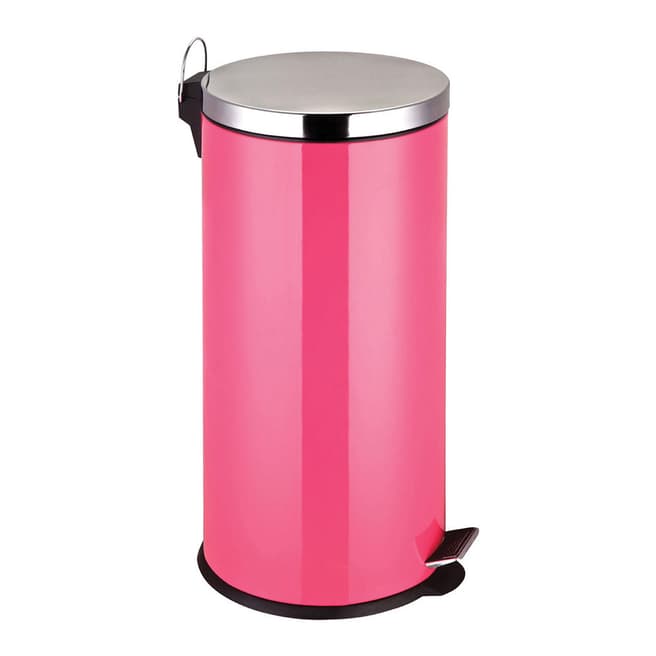 Premier Housewares 30L Pedal Bin with Inner Plastic Bucket, Hot Pink
