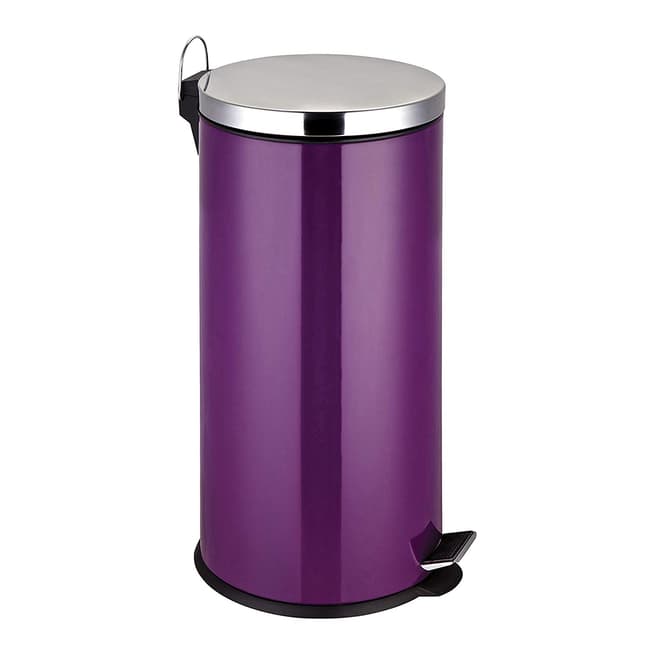 Premier Housewares 30L Pedal Bin with Inner Plastic Bucket, Purple