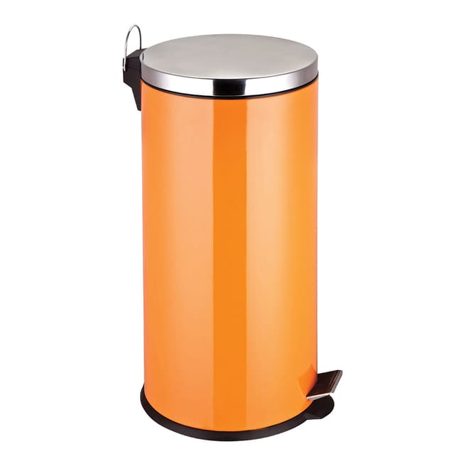 Premier Housewares 30L Pedal Bin with Inner Plastic Bucket, Orange