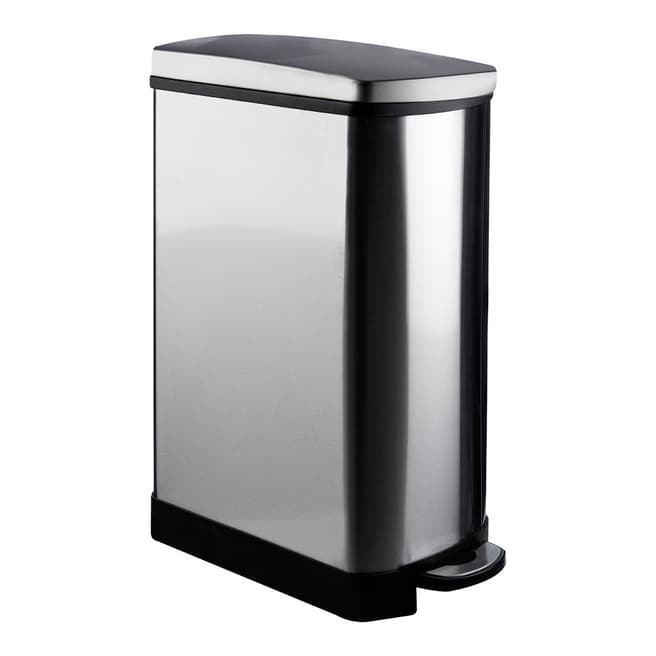 Premier Housewares 35L Rectangle Pedal Bin with Soft Close Lid, Mirror Finish Stainless Steel