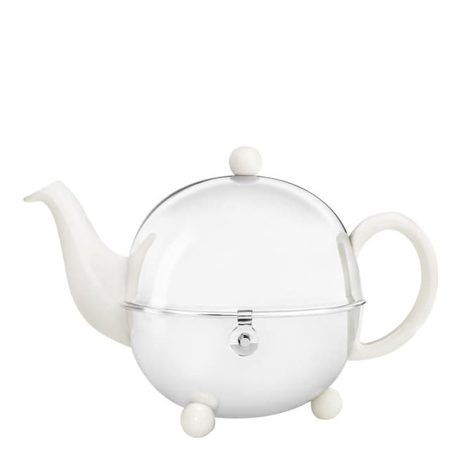 Bredemeijier White/Steel Cosy Ceramic Teapot with Steel Casing and Filter 1.3L