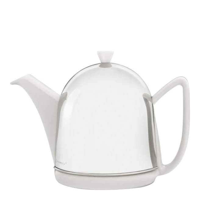 Bredemeijier White /Steel Manto Ceramic Teapot with Steel Cover and Filter 1.0L