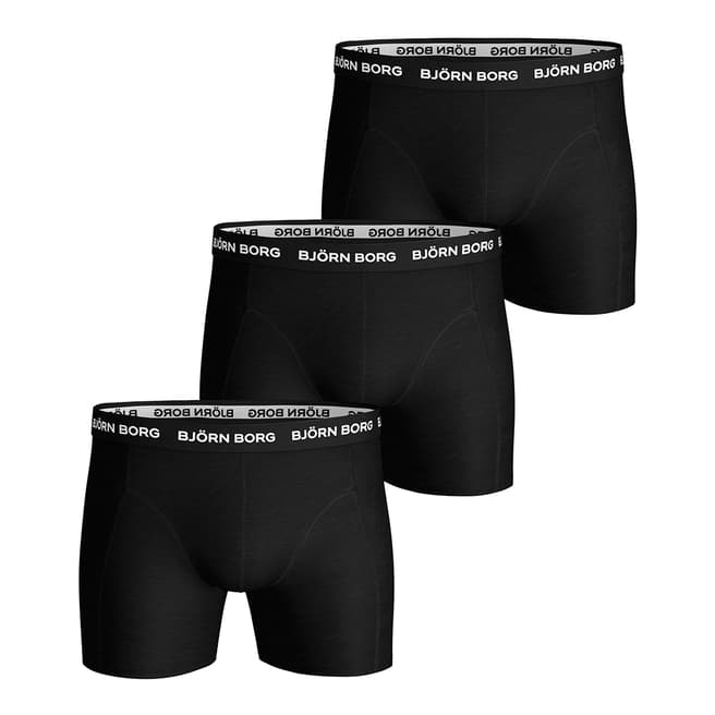 BJORN BORG Men's Black Cotton Solid Essential Shorts 3 Pack
