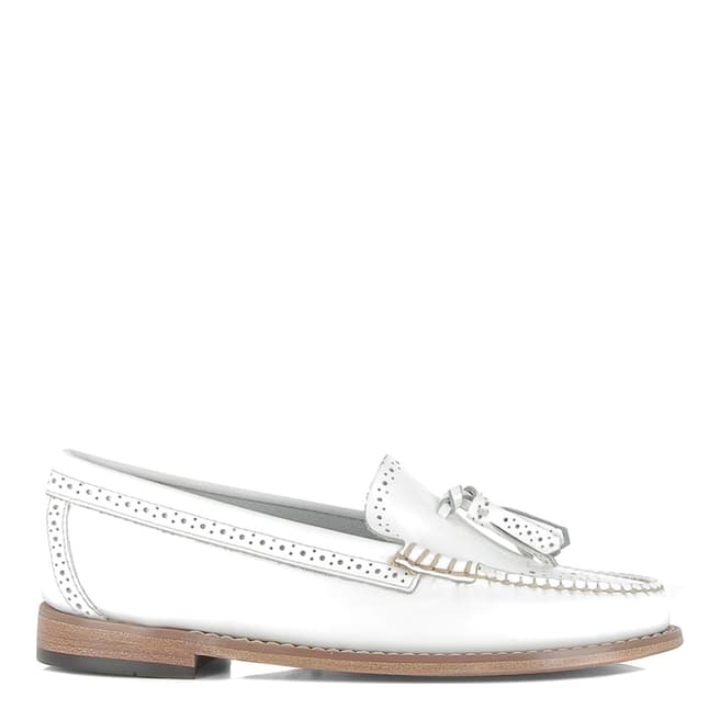 GH Bass Women's White Leather Estelle Brogues