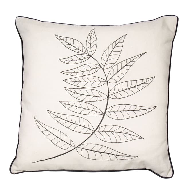 Malini Natural Embroidered Fern Cushion 45x45cm