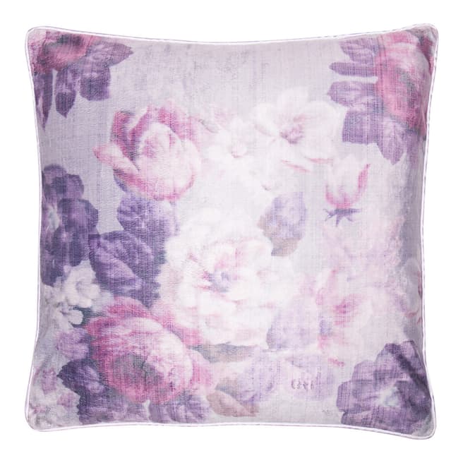 Malini Purple Faux Suede Flowers Cushion 45x45cm