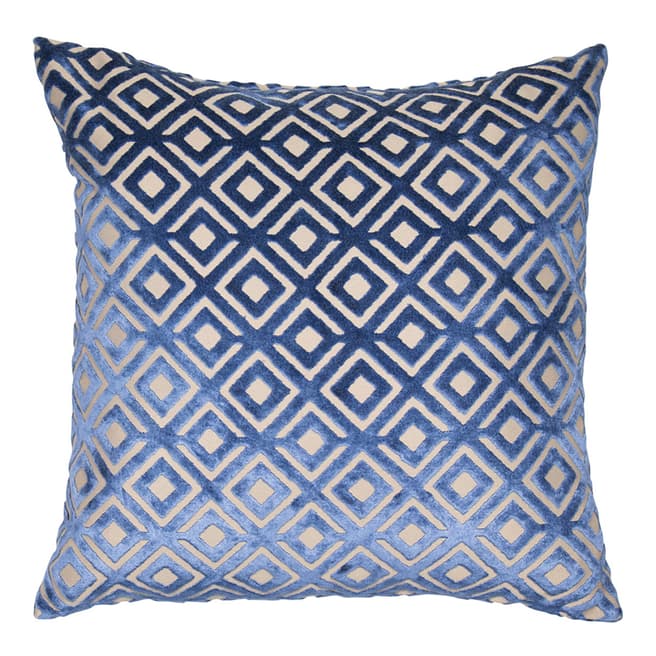 Malini Blue Cut Velvet Cushion 43x43cm
