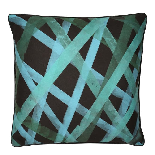 Malini Green/Black Ribbon Cushion 45x45cm
