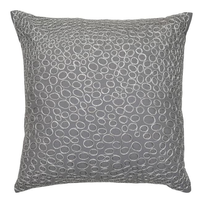 Malini Silver Metallic Embroidered Circles Cushion 45x45cm