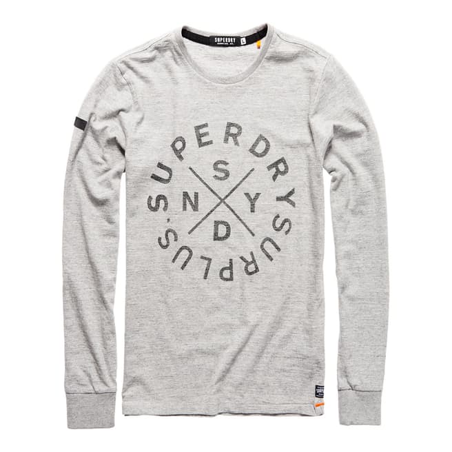 Superdry Grey Surplus Goods Long Sleeve Graphic Tee