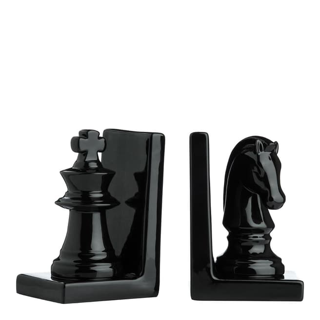 Fifty Five South Black Set of 2 Chess Piece Bookends