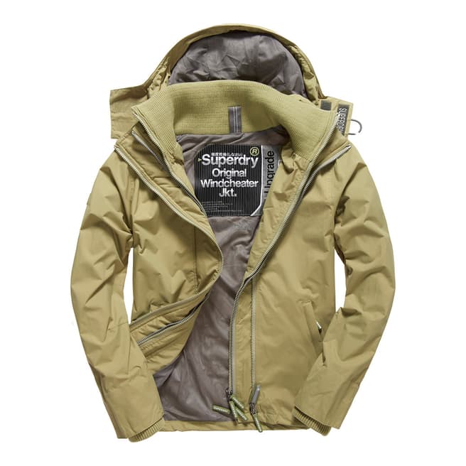 Superdry Green/Grey Tech Hood Pop Zip Windcheater Jacket