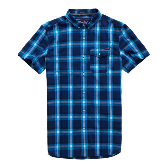 Superdry Blue/Navy Washbasket Button Down Cotton Shirt