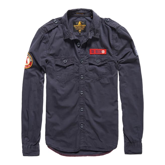 Superdry Navy Ultra Light Army Corps Cotton Shirt
