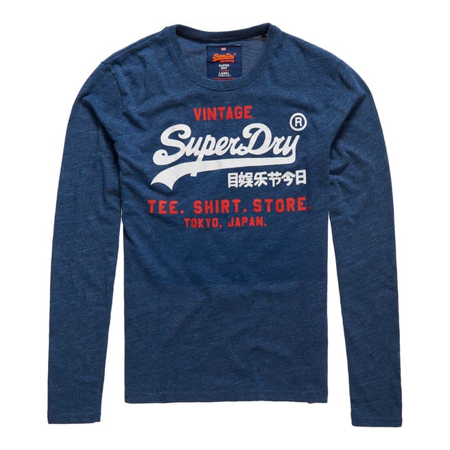 Superdry Navy Shirt Shope Long Sleeve Tee