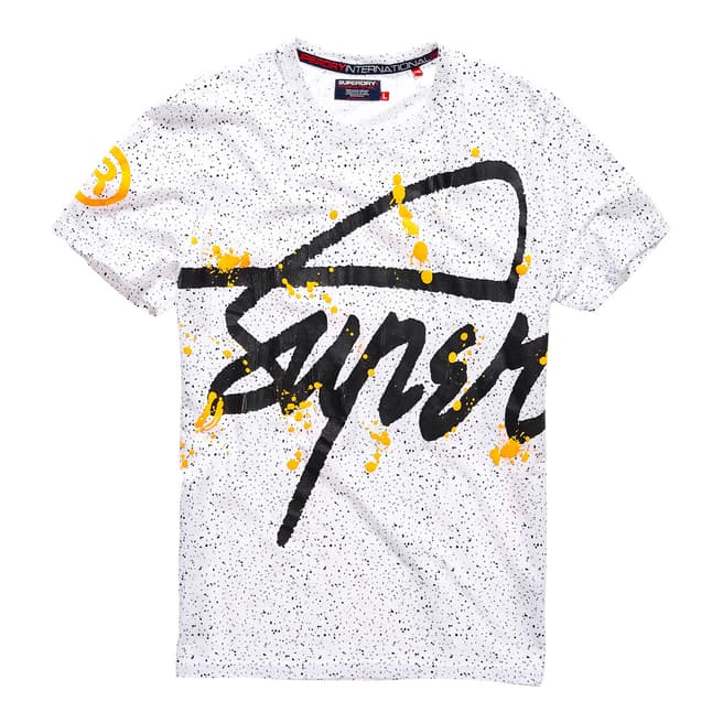Superdry White Superdry Crew Spatter Tee