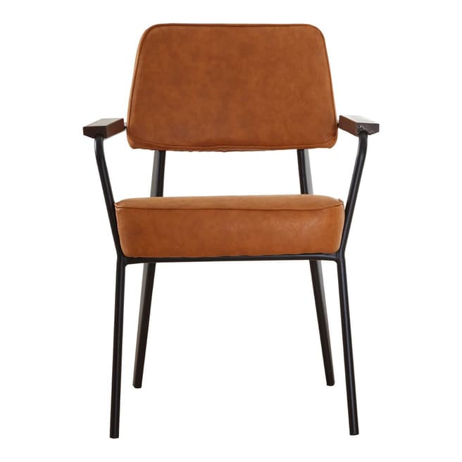 Fifty Five South Dalston Armchair, Vintage Camel Faux Leather, Black Frame