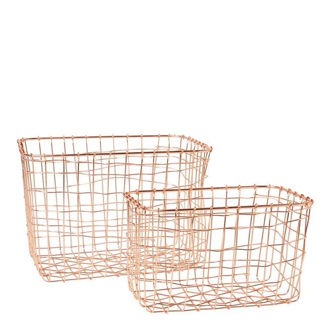Sass & Belle Copper Set of 2 Wire Mesh Baskets