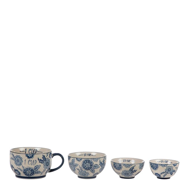 Sass & Belle Set of 4 Blue Willow Floral Measuring Cups
