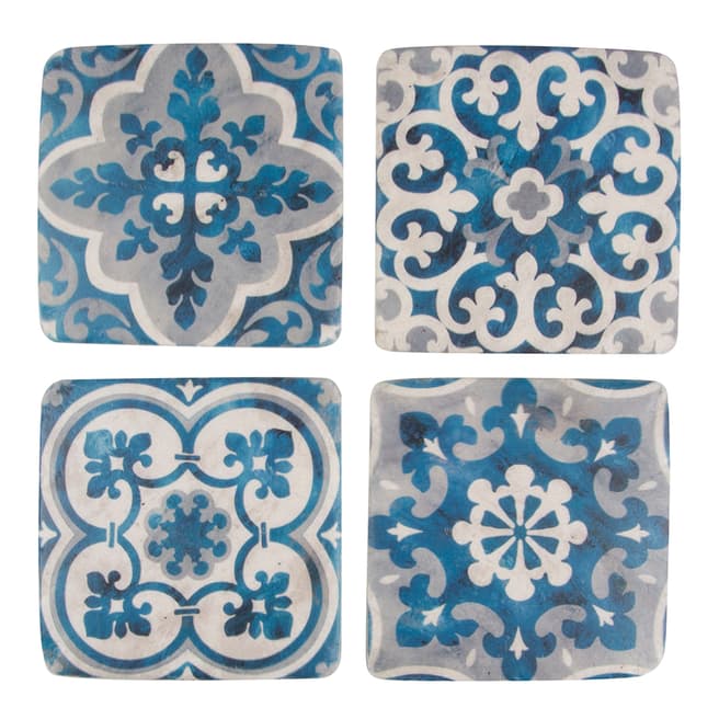 Sass & Belle Blue Set of 4 Mediterranean Mosaic Coasters