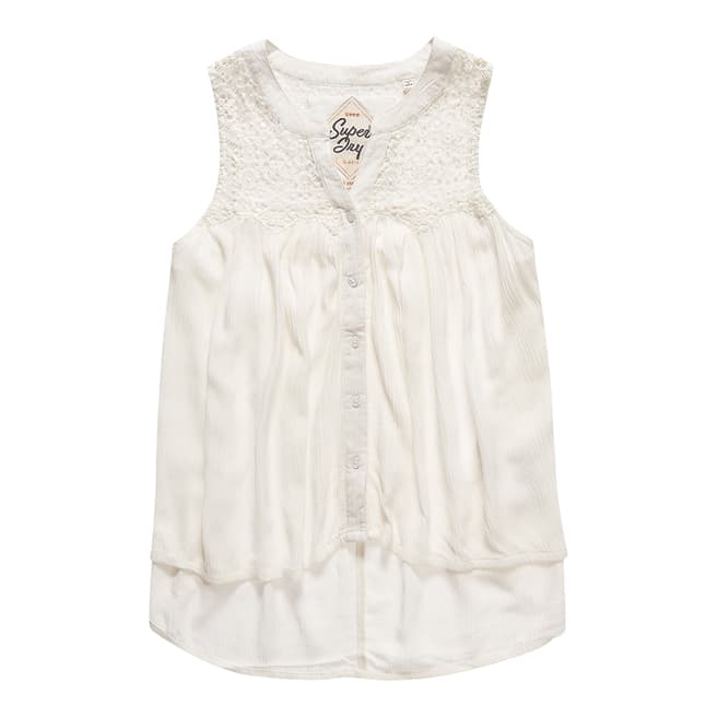 Superdry Off White Boho Lace Button Blouse