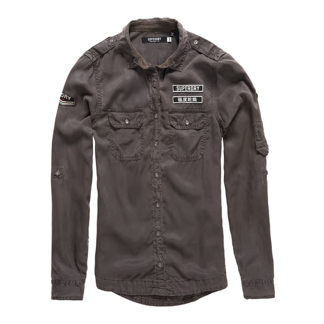Superdry Washed Black Military Shirt
