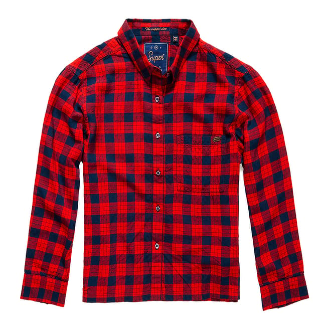 Superdry Red Flare Check Crop Check Shirt