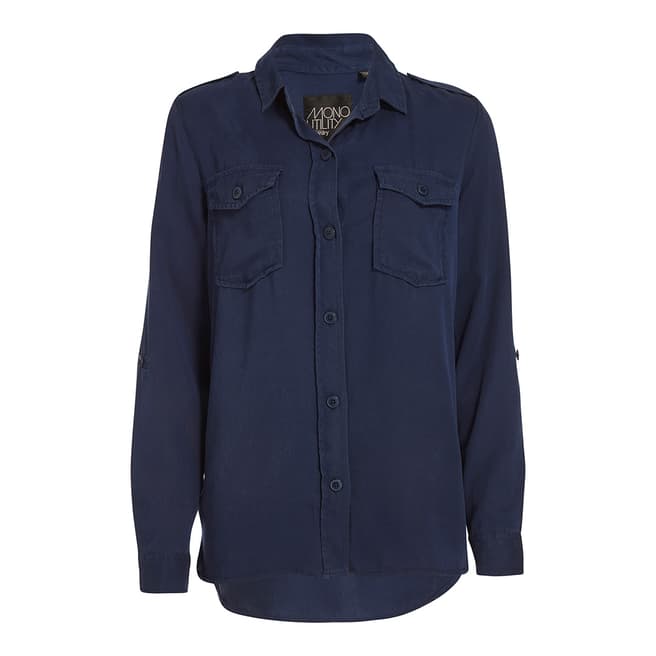 Superdry Washed Navy Pheonix Utility Button Shirt