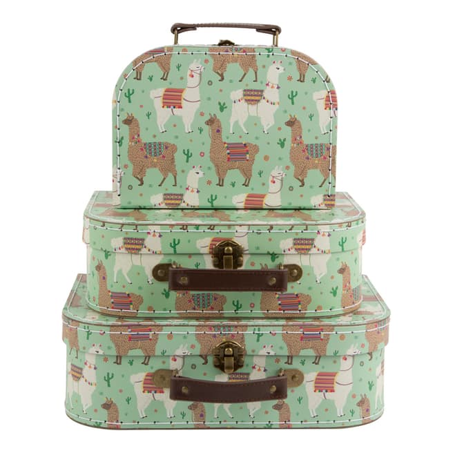Sass & Belle Set Of 3 Lima Llama Suitcases