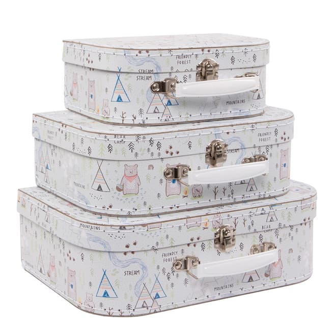 Sass & Belle Set Of 3 Bear Camp Suitcases