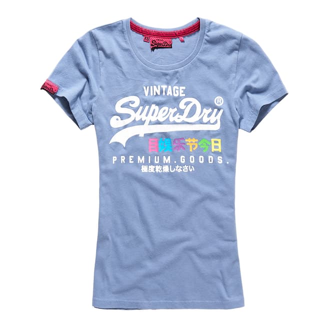 Superdry Foam Blue Premium Goods Rainbow T-Shirt