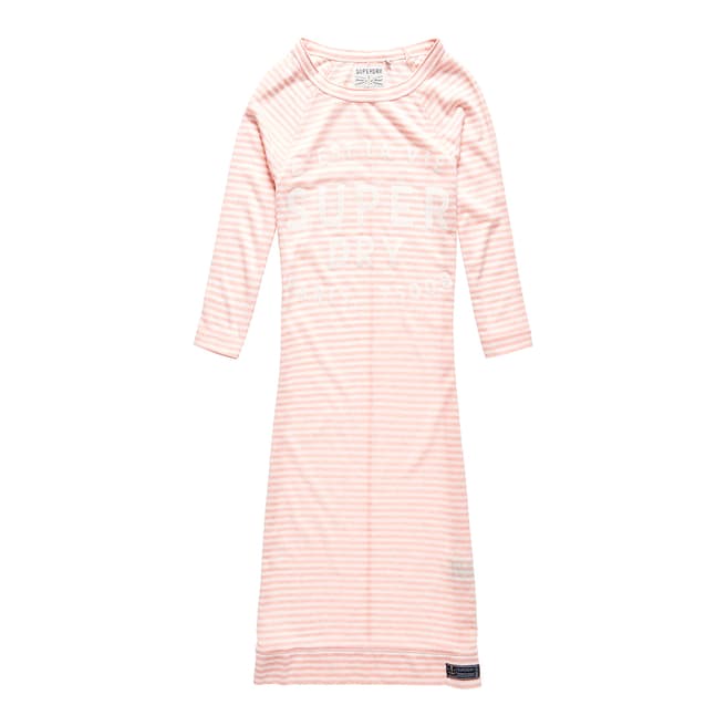 Superdry Blush Pink Stripe Harbour Slouch Crew Neck Dress