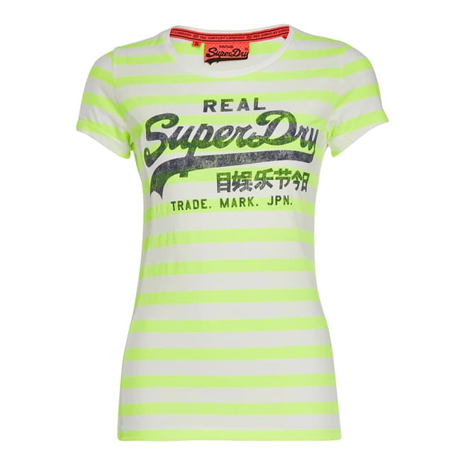 Superdry Lime Stripe Vintage Logo Stripe T-Shirt