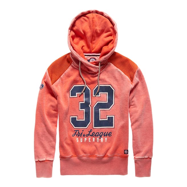 Superdry Bright Red Tri League Slouch Hoodie