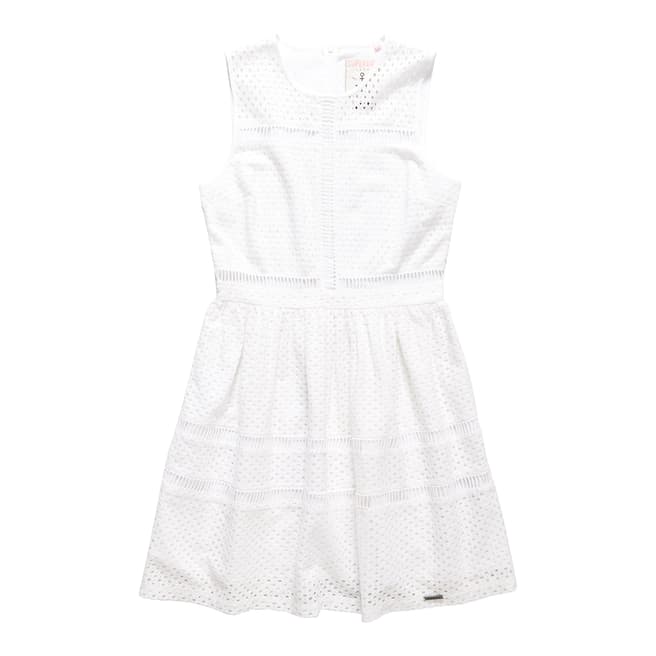 Superdry Optic White Geo Lace Mix Skater Dress
