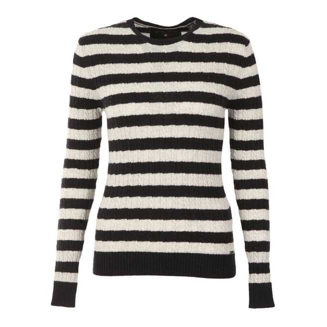 Superdry Navy/Ice Marl Luxe Mini Cable Stripe Knit