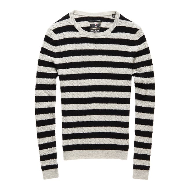 Superdry Grey Marl/Black Luxe Mini Cable Knit