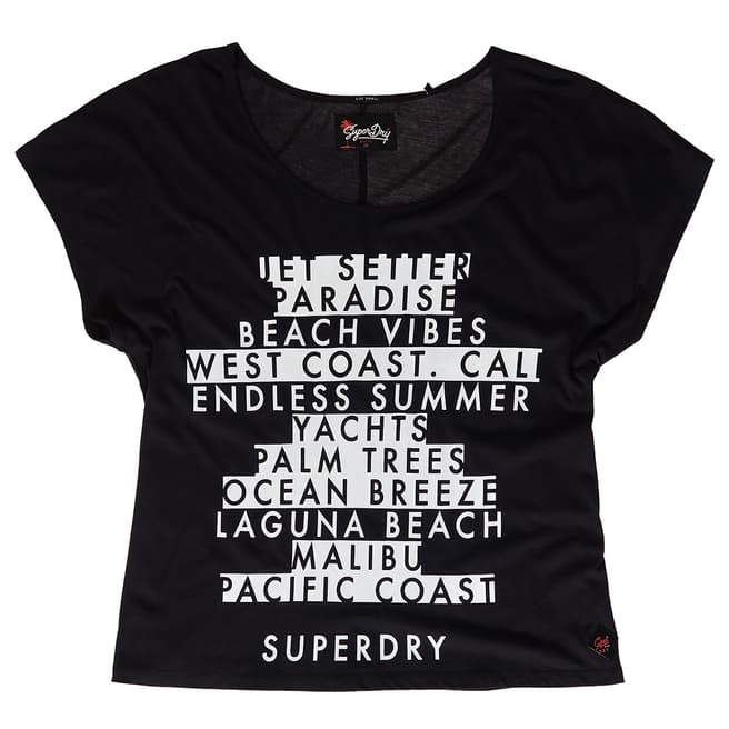 Superdry Black Boxy Text T-Shirt