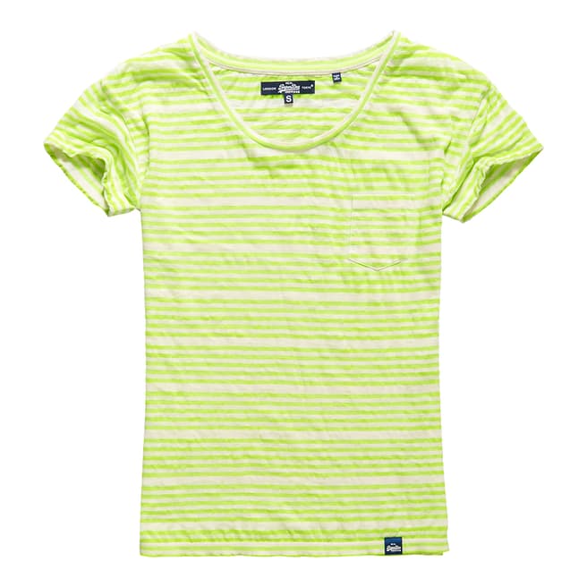 Superdry Wide Fluro Yellow Stripe Essential Sheer Stripe T-Shirt