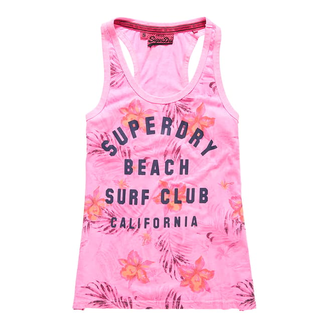 Superdry Fluro Pink Surf Club Aop Overdyed Vest