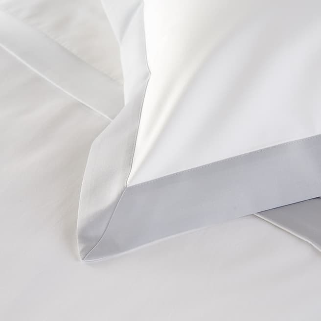 Hotel Living 800TC Wide Border Pair of Housewife Pillowcases, White/Ice Grey