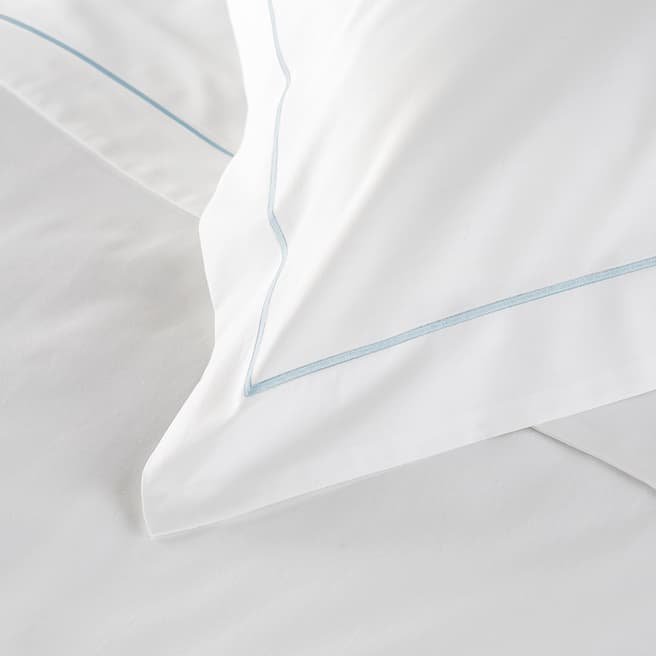 Hotel Living 800TC Single Row Cord Pair of Housewife Pillowcases, White/Duck Egg