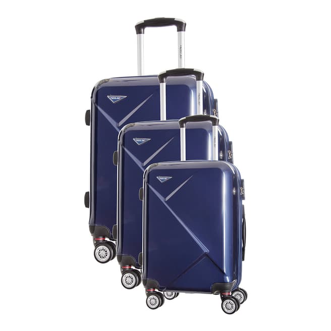 Travel One Marine Azul Set of Three 8 Wheeled Suitcases 50/60/70cm