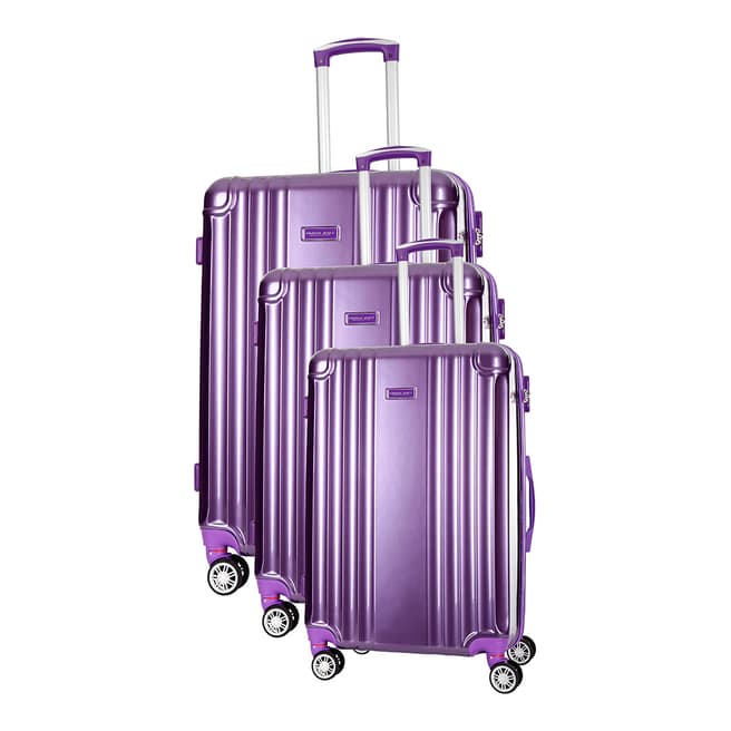 Travel One Violet Comilla Set of Three 8 Wheeled Suitcases 46/56/66cm
