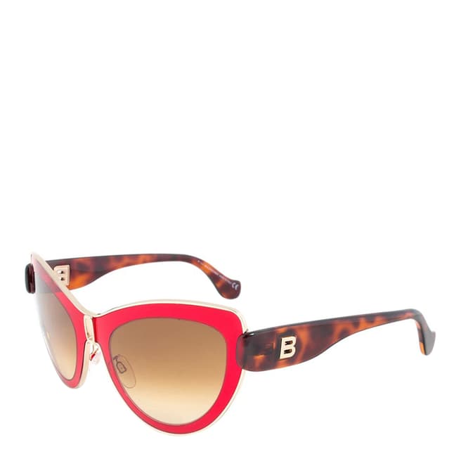 Balenciaga Women's Red and Brown Cat Eye Sunglasses
